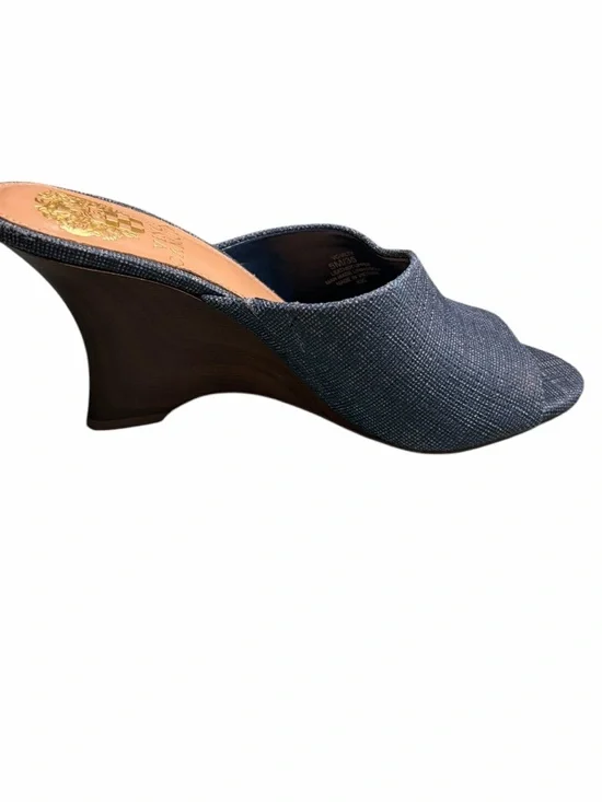 Vince Camuto Navy Textured Open-Toe Mule Slides - Picture 7 of 7